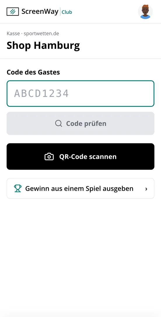 Till: type in the guest's code or scan the QR code