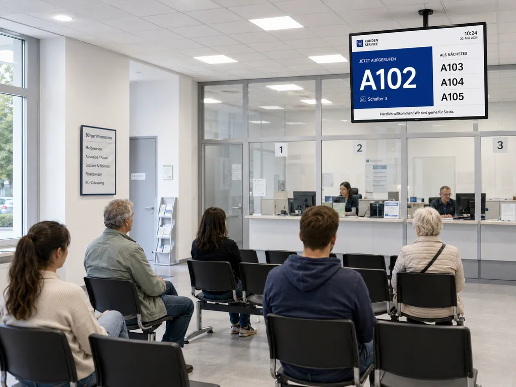 Digitales Aufrufsystem im Prüfungsamt mit Nummern-Anzeige